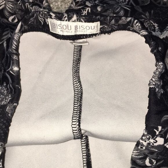 Black Gray Floral Stretch Yoga Jogger sweat pants XS Bisou Bisou Michelle Bonbot - Picture 4 of 5